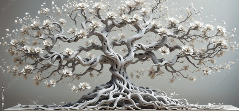 Aufkleber 3d rendering tree intricate details is made up multiple branches