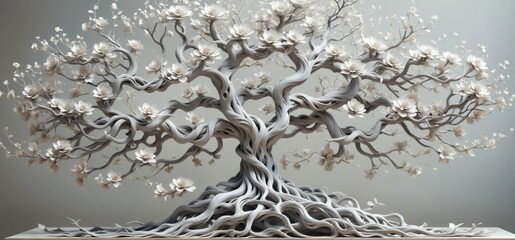 3D rendering tree intricate details is made up multiple branches