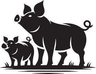 Fototapeta premium Pig silhouette vector art illustration White Background Free Download