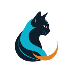 Face of a cat that can be used as a logo, icon or avatar. It is a simple, minimalist, and abstract design