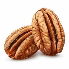 Pecan clipart, nut element, realistic, brown, isolated on white background