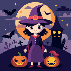 Vector Halloween witch Clipart illustration