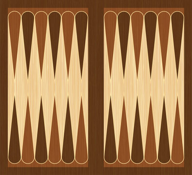 Backgammon board wooden game table. Vector backgammon table, background.