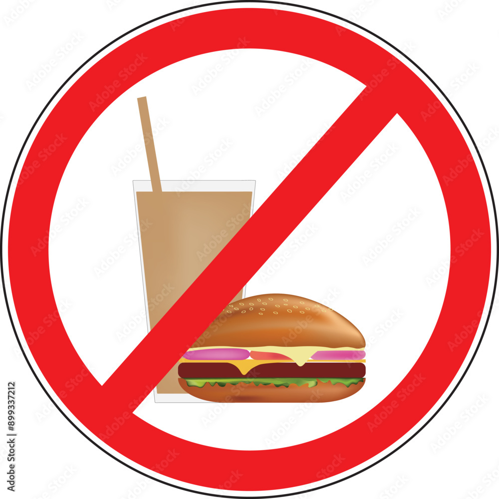 Wall mural food and drink prohibited area sign vector.eps