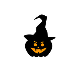 Halloween pumpkin in a witch hat