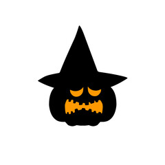 Halloween pumpkin in a witch hat