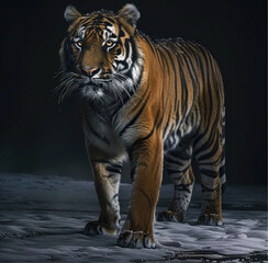 Obraz premium award winning photo of tiger, full body, perfect environment, dark shot