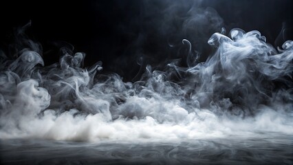 Abstract White Smoke on Black Background.