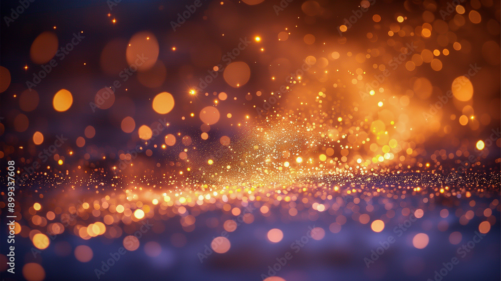 Aufkleber magical bokeh lights with golden sparkles..