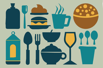 food and drink icons vector illustration 