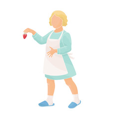 girl walks with a strawberries in his hands	