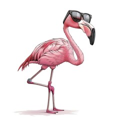 Fototapeta premium Flamingo Geek Chic animal fashion cartoon isolated whitebackground 16:9