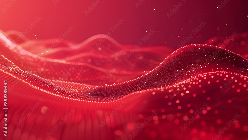 Poster red background with a gradient of dots and circles, creating an abstract texture for commercial use.