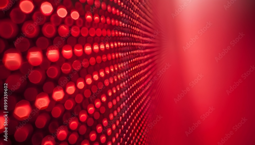 Poster red background with a gradient of dots and circles, creating an abstract texture for commercial use.