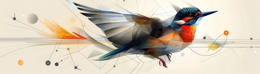 Abstract Bird An abstract bird illustration created with geometric shapes and lines, capturing its essence of flight and freedom