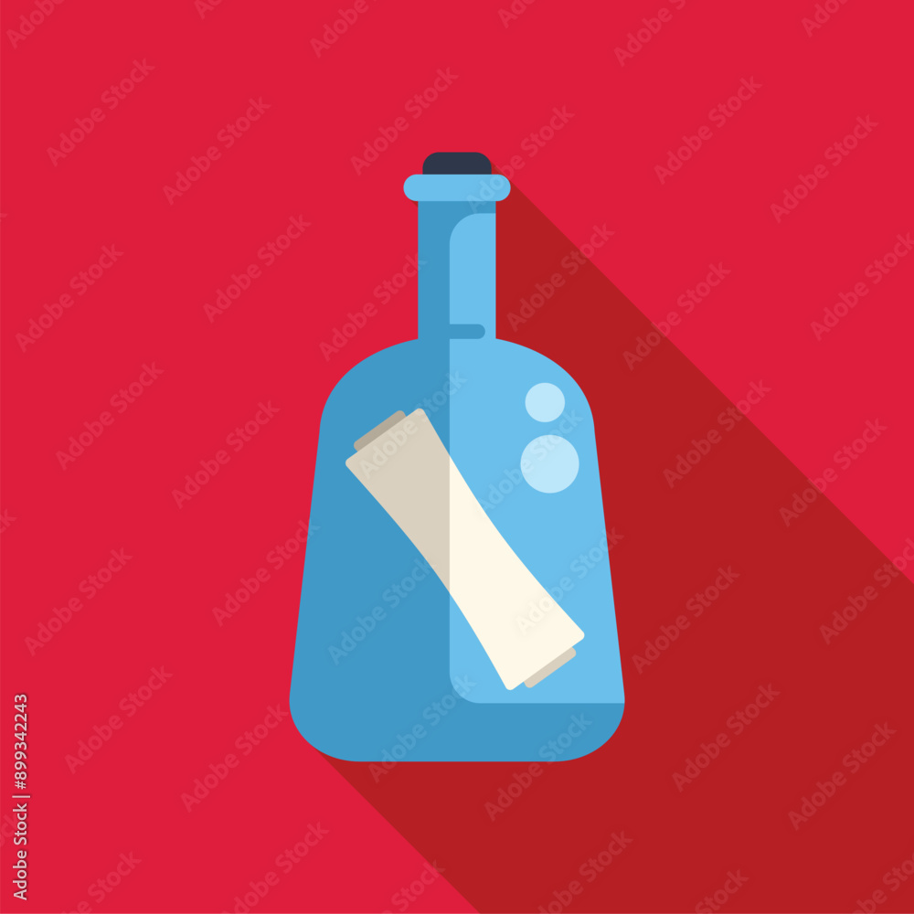 Poster message in a bottle floating on the water is hoping to be found by someone so they can read the impo