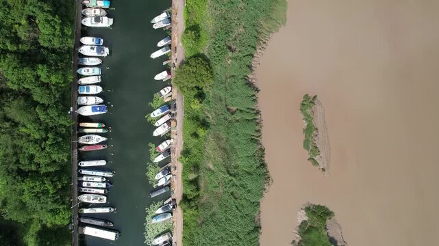 Aerial video over Sharpness Marina Berkeley UK