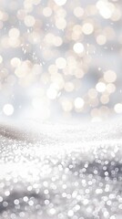 Fototapeta premium silver glitter background with bokeh and light effects