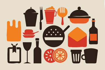 food and drink icons vector illustration 
