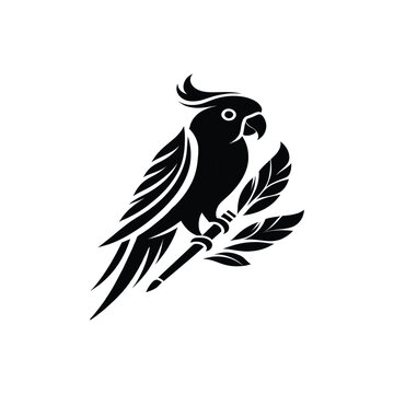 recommend clip art: A parakeet bird silhouette black vector artwork illustration