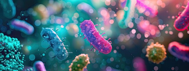 bacteria under a microscope. Selective focus.