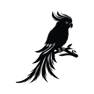 recommend clip art: A parakeet bird silhouette black vector artwork illustration