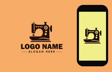 Sewing machine icon Sewing device Stitching machine Tailoring machine flat logo sign symbol editable vector