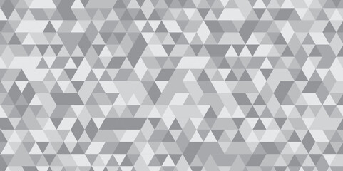 Abstract geometric white and gray background seamless mosaic and low polygon triangle texture wallpaper. Triangle shape retro wall grid pattern geometric ornament tile vector square element.