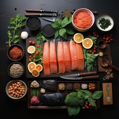 Top View of Fresh Whole Fish Ready for Cooking
