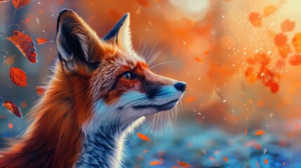 Obraz premium Beautiful fox in nature. Selective focus.