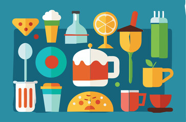 food and drink icons vector illustration 