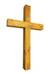 Religious wood cross isolated on a transparent background, PNG File
