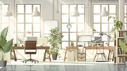 Fototapeta premium Modern Minimalist Office Workspace with Natural Light