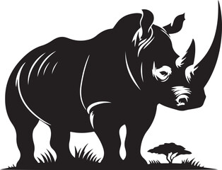 Fototapeta premium Rhinoceros silhouette vector art illustration White Background Free Download