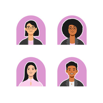 Business Woman avatar set in modern minimalist flat color illustration