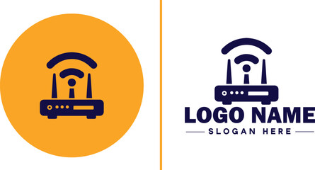 Wi-Fi Router icon Wireless router Wi-Fi access point Network router flat logo sign symbol editable vector
