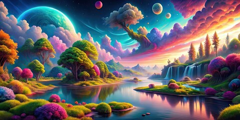 Vibrant and imaginative stock photo featuring stunningly designed dreamscapes, dreams, delight, artistry, fantasy