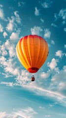 Fototapeta premium Vibrant Hot Air Balloon Soaring into the Boundless Sky Symbolizing New Horizons and Possibilities