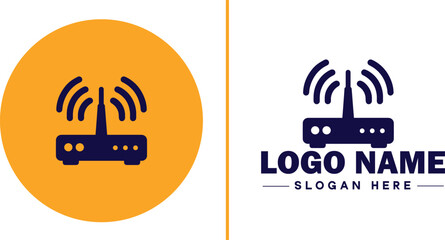 Wi-Fi Router icon Wireless router Wi-Fi access point Network router flat logo sign symbol editable vector