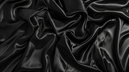 Fototapeta premium Black batiste fabric has a velvety texture and drapes beautifully. It feels soft and smooth, with a slight sheen and a deep, rich black color.