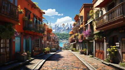 Obraz premium A vibrant street scene in a Latin American city