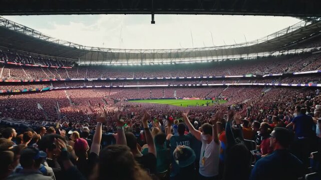 fans in the crowd at a sporting event
