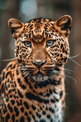 leopard on a beautiful nature background. Selective focus.