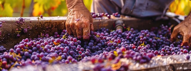 People prepare wine in the garden. Selective focus.