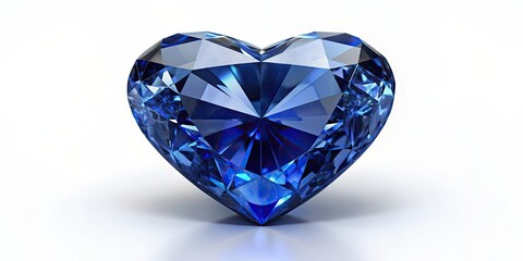 Fototapeta premium Sapphire cut heart shaped Dark Blue diamond on white background, sapphire, cut, heart, dark blue, diamond, gemstone, precious
