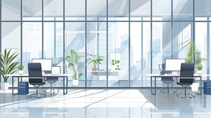 Modern Office Interior Design with City View