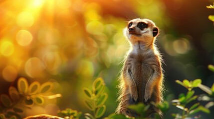 Fototapeta premium meerkat in the summer garden. Selective focus.
