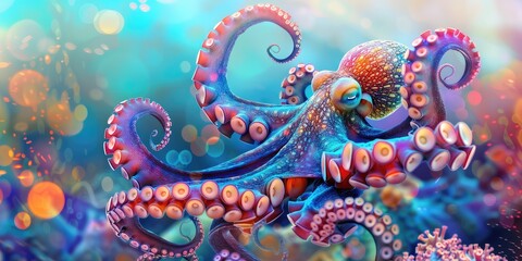 Obraz premium octopus in the underwater world. Selective focus.