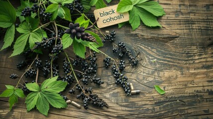 black cohosh capsules homeopathy. Selective focus.