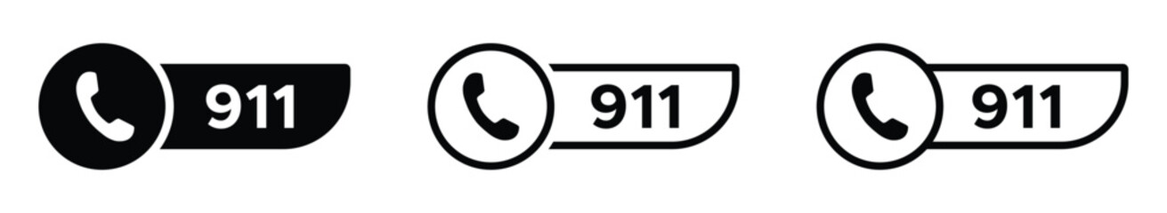 911 emergency call number vector icon. 911 emergency chat bubble vector sign. Call 911 vector icon design